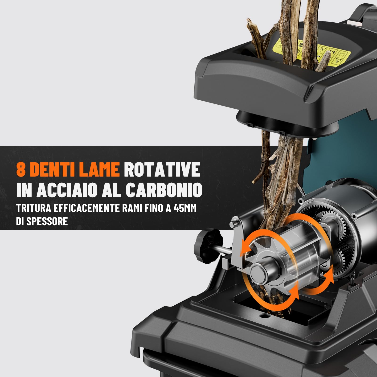 DOVAMAN GT10 Biotrituratore Elettrico 2800W 400Nm 88dB Rullo 6 Denti 45mm