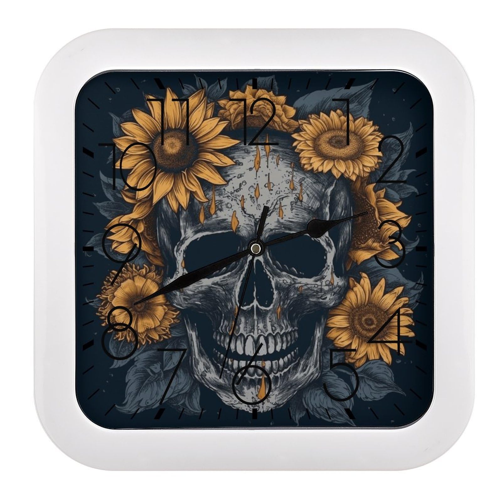 Horloge murale de cheminée tête de mort pour décoration de bureau originale