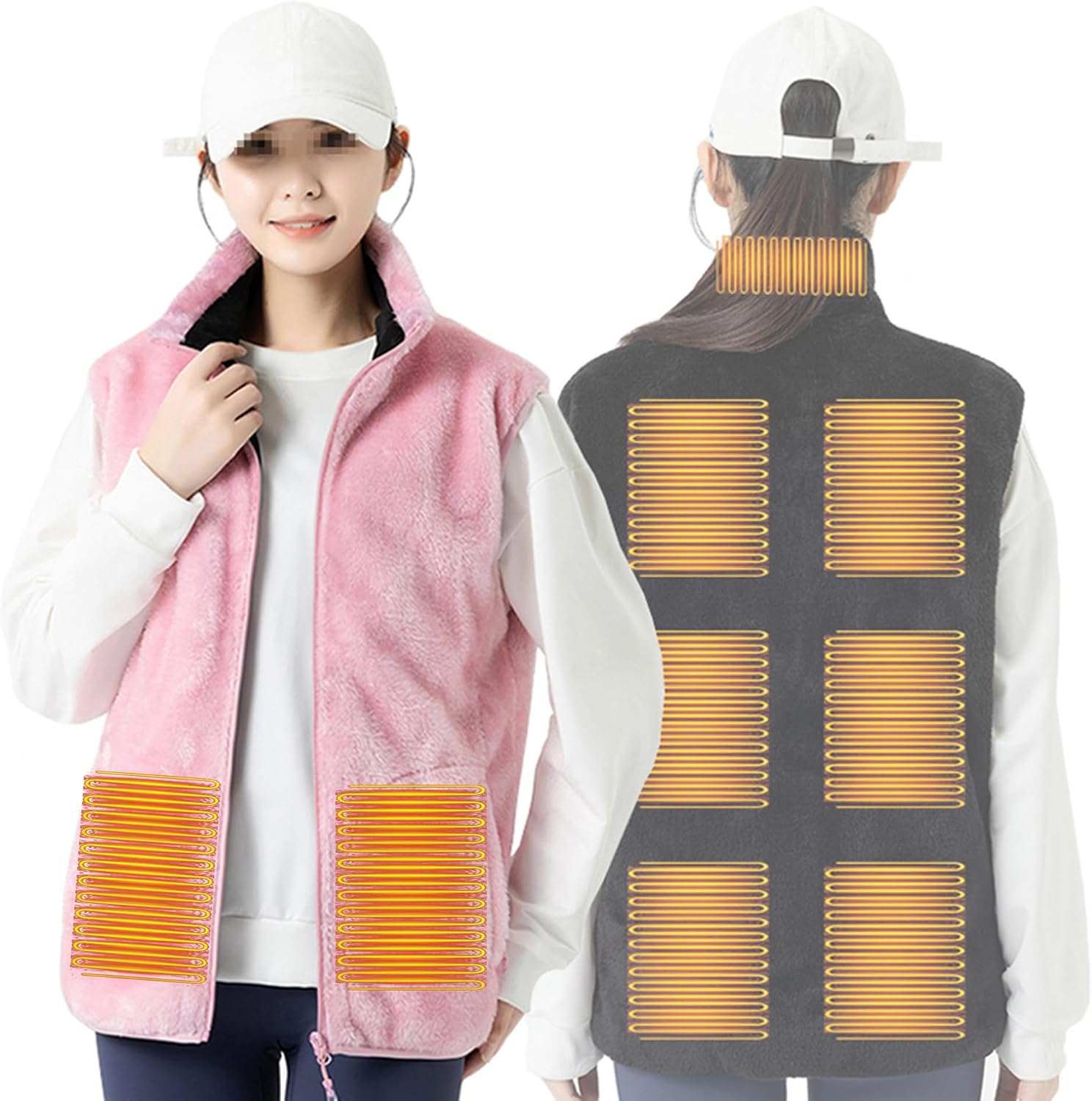 Heated Vest Women, USB Heating Vest Women, 9 Heating Zones, Heated Jacket Women for Skiing Fishing (No Battery)