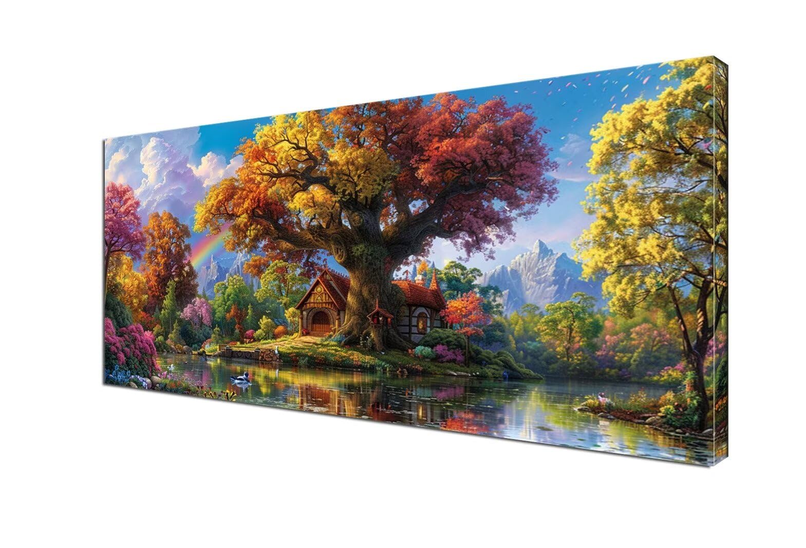 Malen Nach Zahlen Erwachsene Landschaft, DIY Paint by Numbers Baum Malen Nach Zahlen XXL 60x120 cm mit Pinseln und Acrylfarben Handgemalt Ölgemälde Leinwand Set für Home Decor, Ohne Rahmen Y6-227