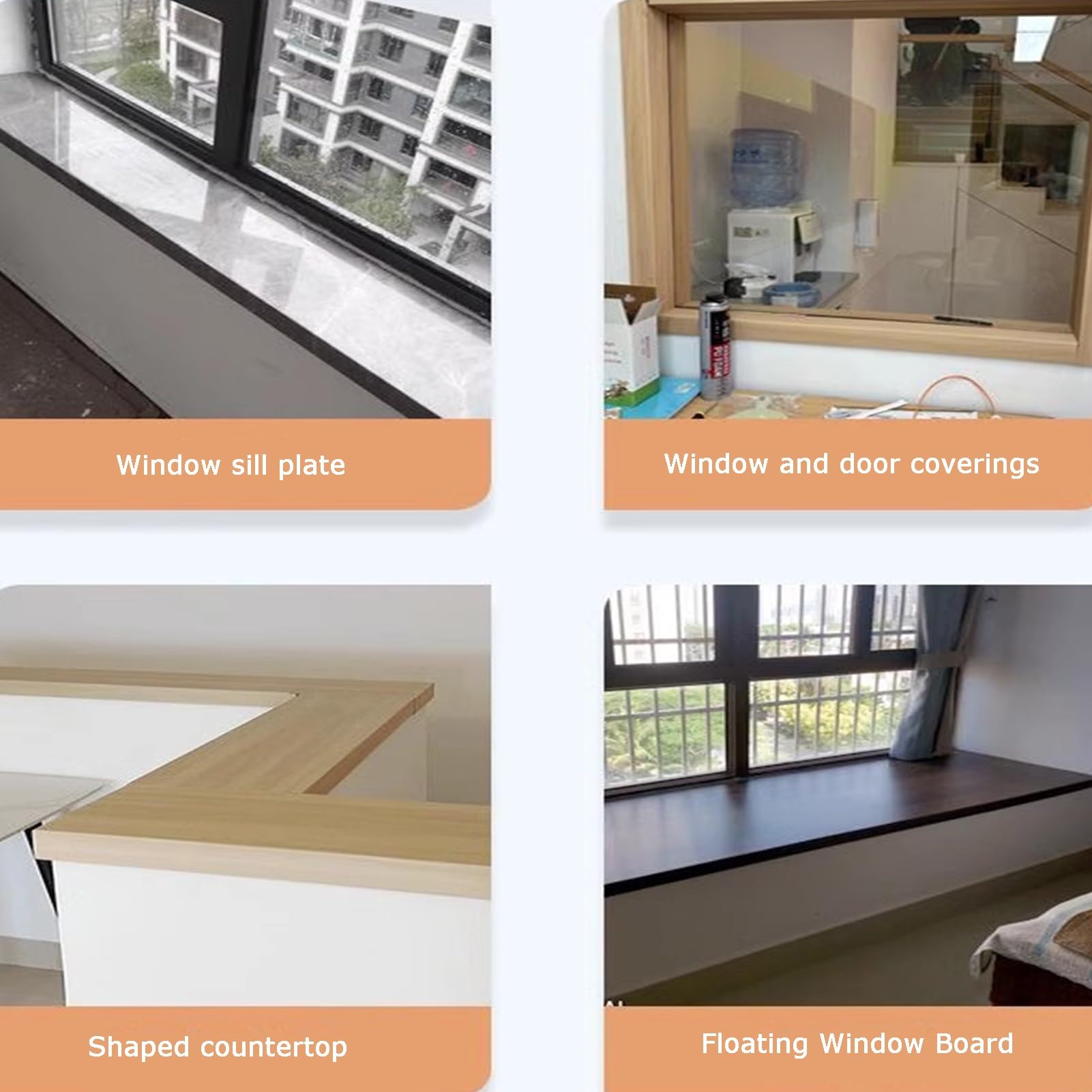 Fatto su Misura Davanzale Finestra PVC, Davanzale Transizioni Porte Alzatina, Resistente Davanzale Pannello Decorativo, PVC Composito Sporgenza Davanzale Copri Baia