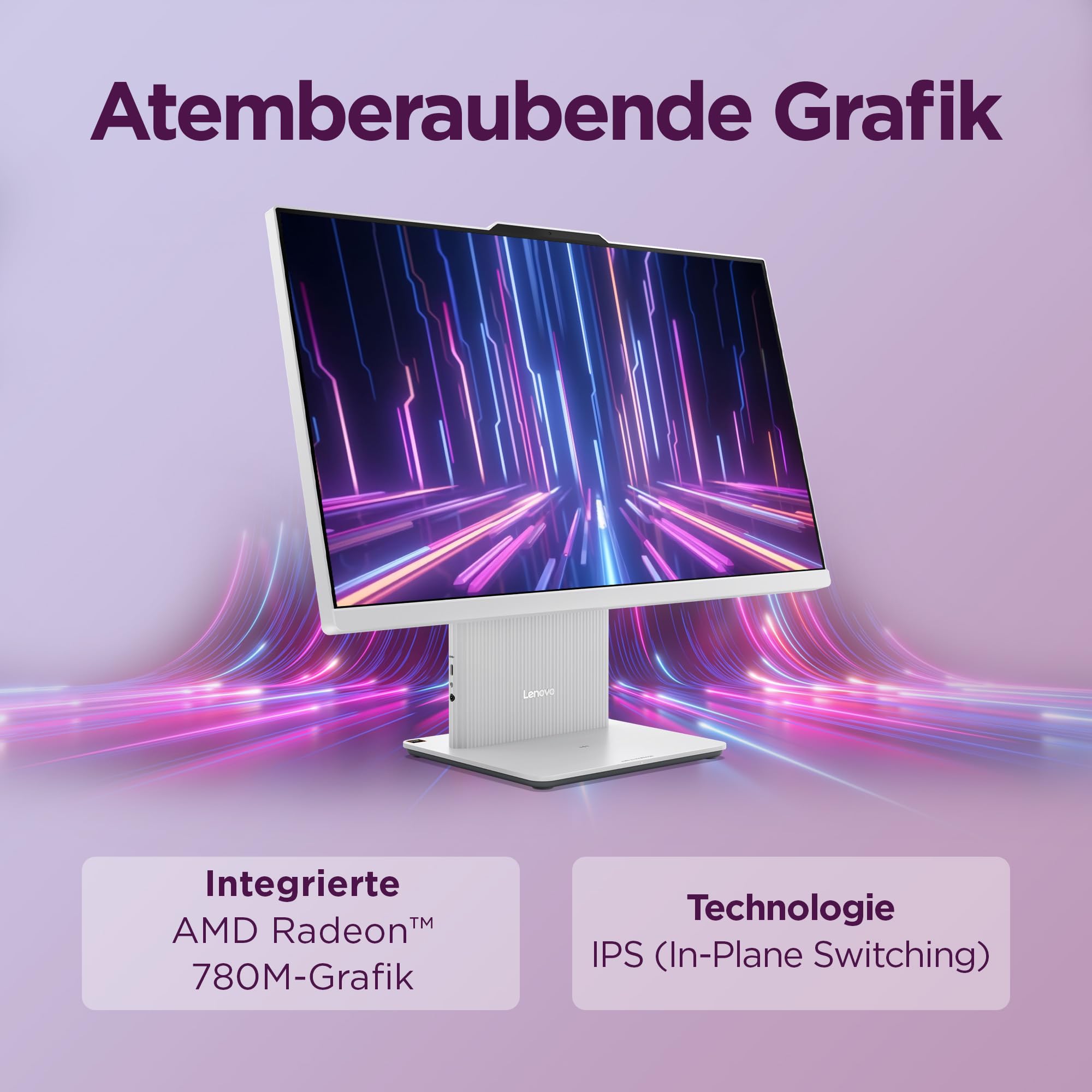 Lenovo IdeaCentre All-In-One AI-PC | 23.8"Full HD Display | AMD Ryzen 7 250 | 16GB RAM | 1TB SSD | AMD Radeon Grafik | Win11 | Augenschutz | Inkl.USB Maus-Tastatur | Cloud grau | 3 Monate Premium Care