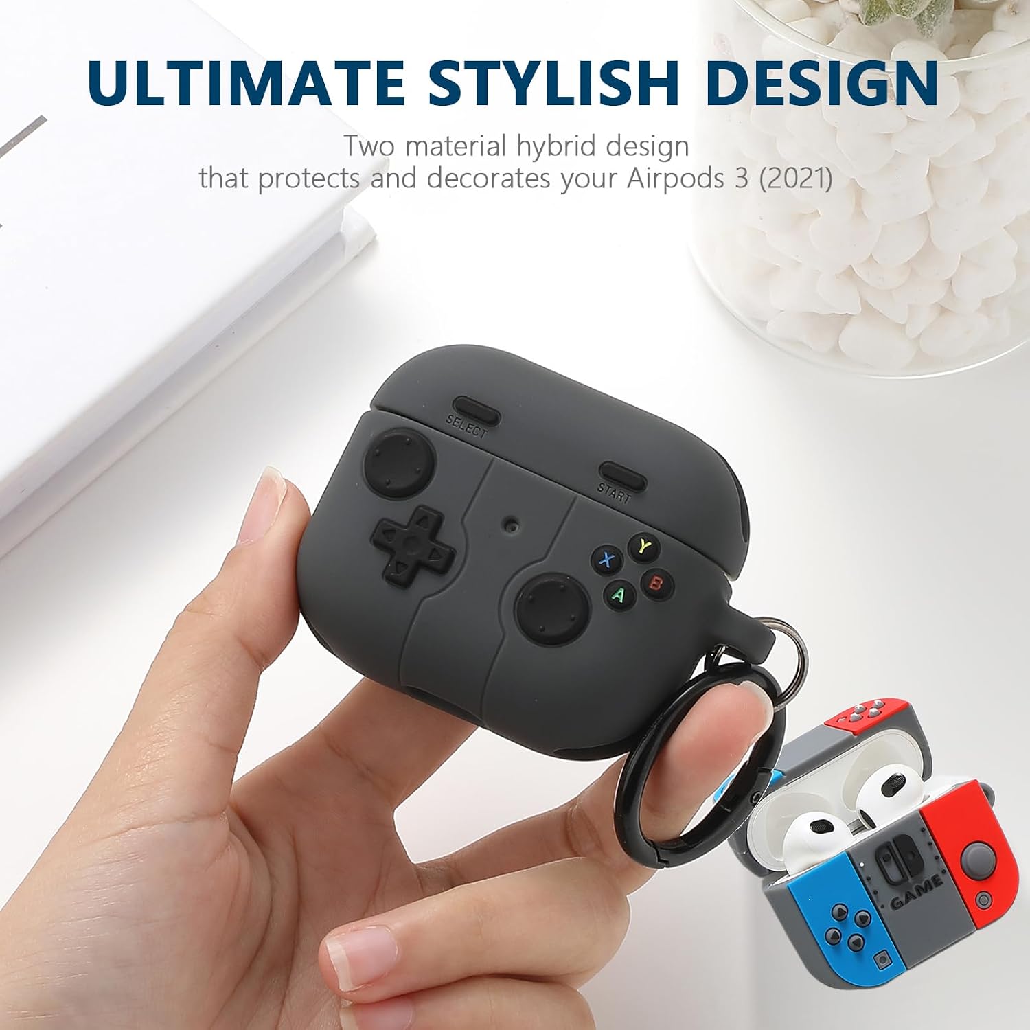 [2Pack] Gedicht for Airpods 3rd Generation Case, Funny 3D Cartoon Game Console Design Silicone Soft Cases for Airpods 3rd Case Cover, with Keychain Kids Women Men for Airpods 3 Case image 4