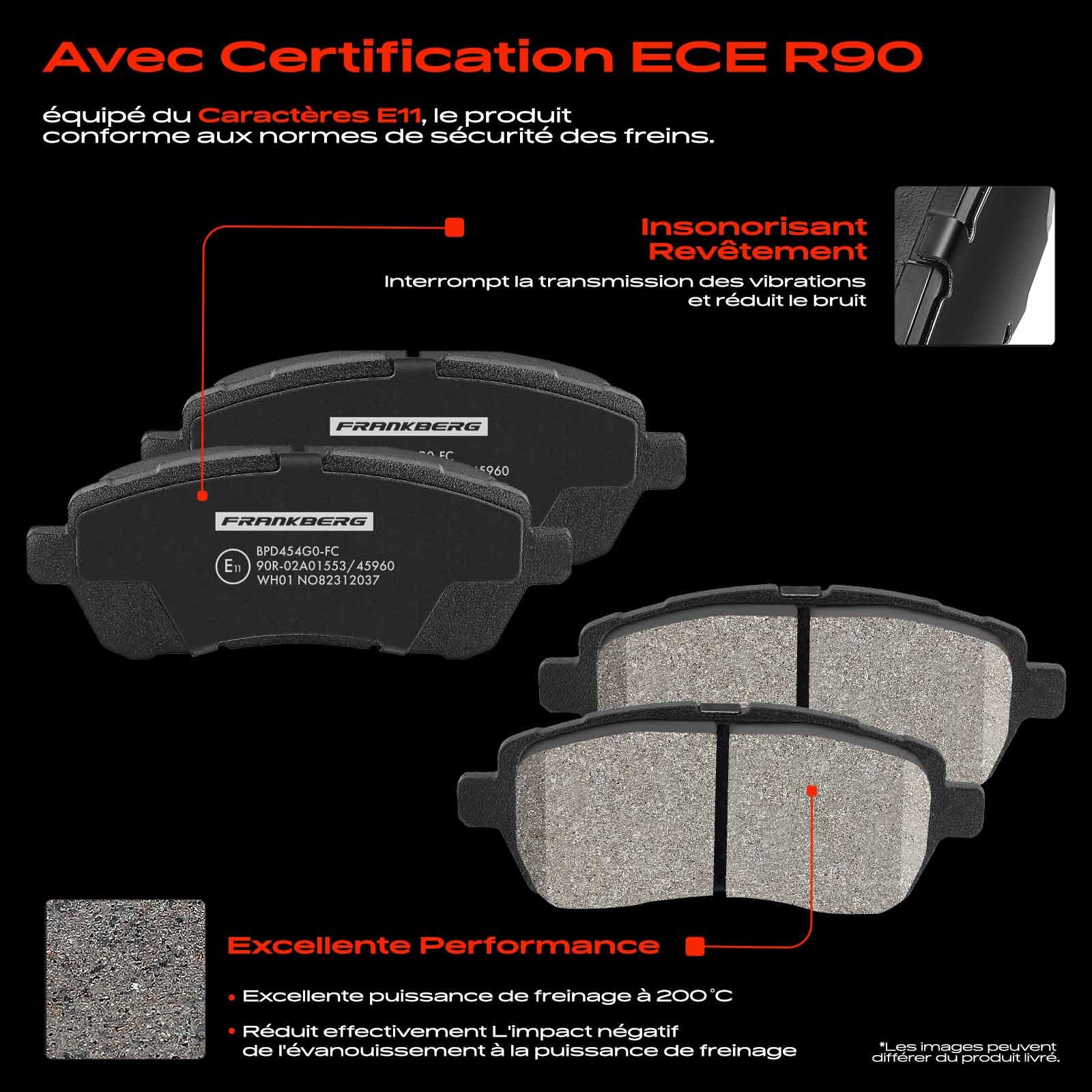 Frankberg Kit de plaquettes de frein incl. 4x Plaquettes de frein Avant