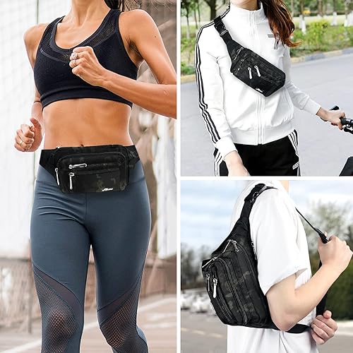 Miniatura 7 de Riñonera Bolsa de Cintura Riñonera para Hombres y Mujeres Bolsa de Cadera con Correa Ajustable para Exteriores Entrenamiento Viajes Casual Correr