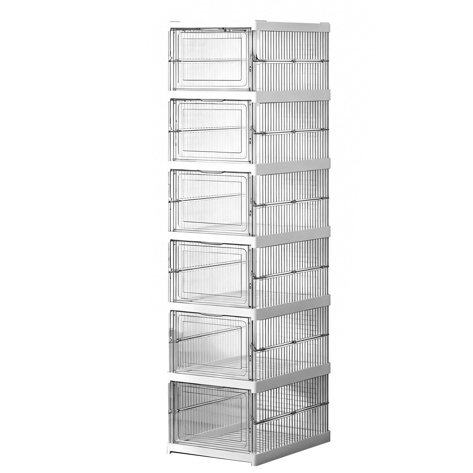 Sonew Caja de Almacenamiento de Zapatos Transparente de Plástico Resistente Paquete de 4 Unidades Apilables y Plegables con Tapa Ideal para Armario Guardar Zapatillas Botas y Calzado