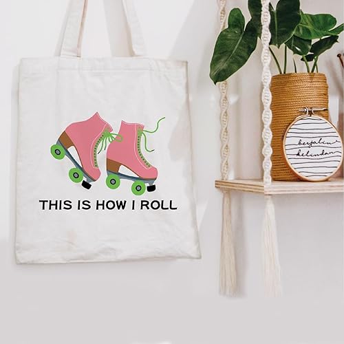 Miniatura 7 de POFULL Bolsa de maquillaje para amantes del patinaje sobre ruedas, así es como me rollo bolsa de cosméticos, Bolsa de asas para patinadora