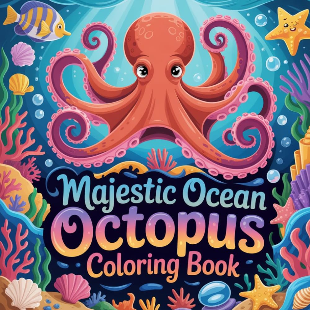 Majestic Ocean Octopus Coloring Book: octopus sea creature relaxation women coloring book, octopus ocean animal stress relief kids book, octopus ... marine wildlife relaxation adults color book