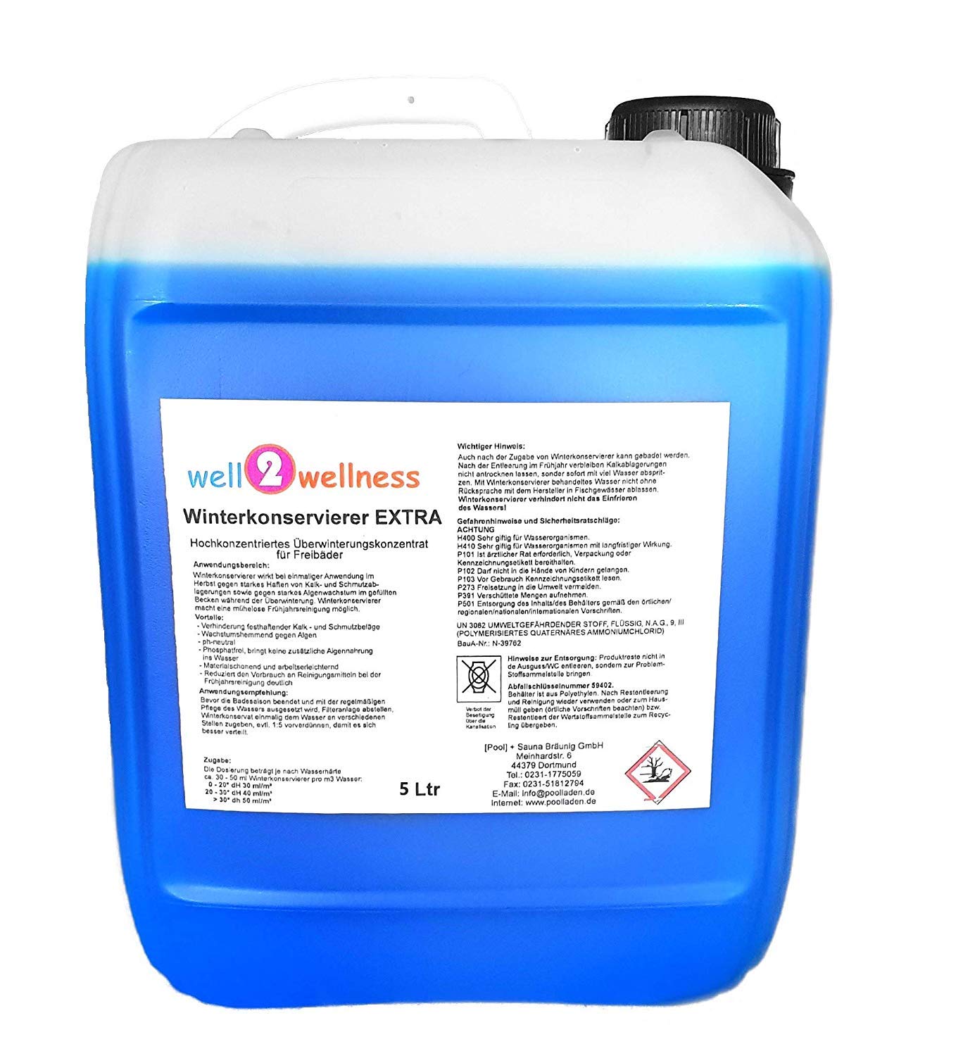 Pool Überwinterungsset 2 mit Skimmerstopfen, 2 Winterstopfen (32-38mm) + Winterkonservierer Extra 5,0 l