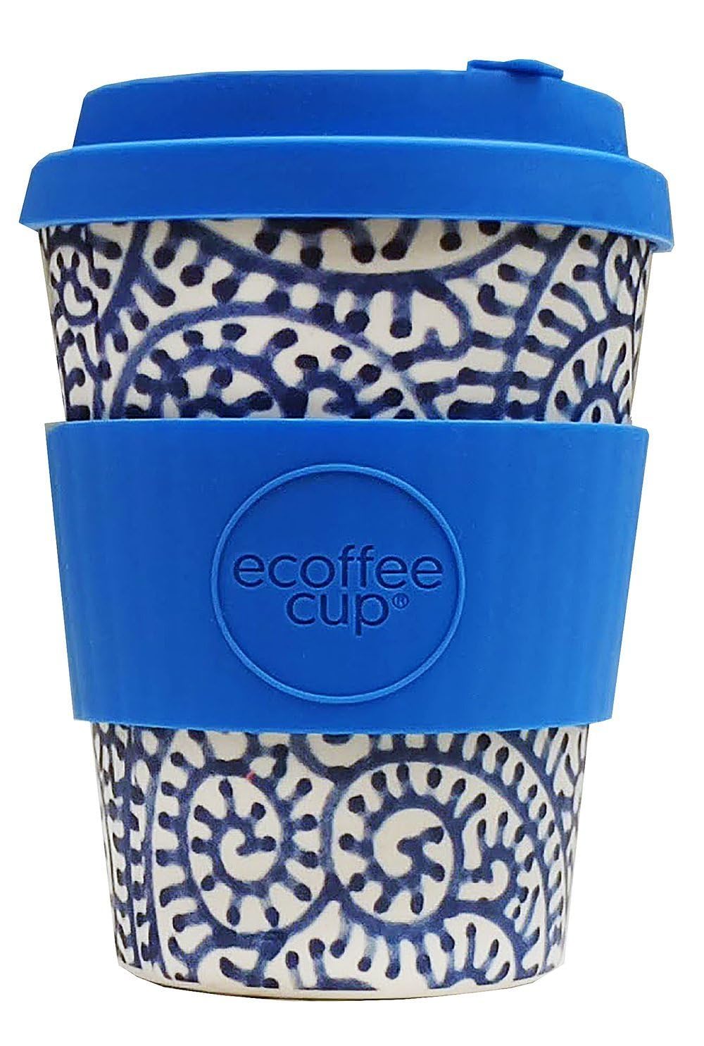Ecoffee Cup12oz 350ml Reusable Sustainable To-Go Travel Coffee Cups With No Leak Silicone Lid Tops, Made With Natural Bamboo Fibre, Setsuko