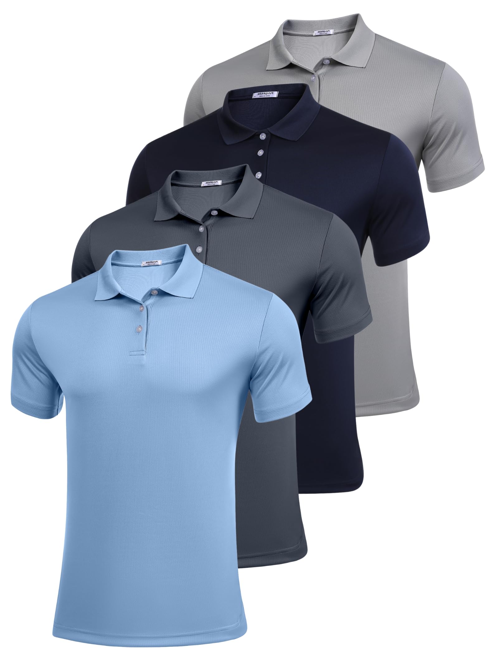 PINSPARK1/3/4/5 Pack: Golf Polo Shirts for Men Multipacks Quick Dry Short Sleeve Collared Shirt Slim Fit Casual Polos Shirt