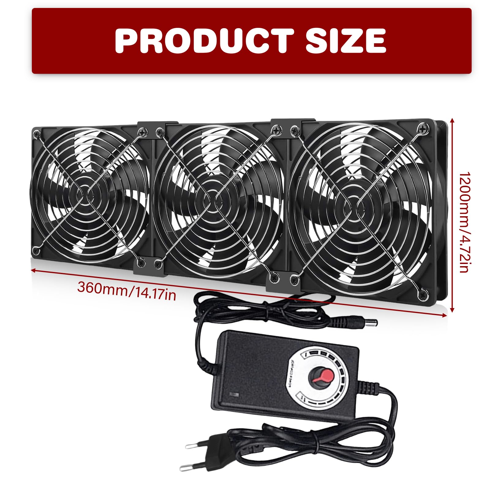 Ventilateur 120 mm avec contrôle de vitesse 220 V - Ventilateur de refroidissement sans balais avec couvercle en métal - Grand volume d'air - Ventilateur d'extraction silencieux pour ordinateur