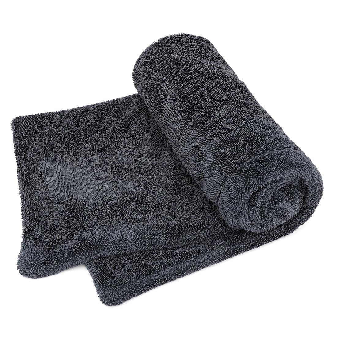 Photo 1 of 1200GSM Microfiber Car Drying Towel, Double-Twist Loop, Ultra-Absorbent, Quick-Dry, Lint- & Streak-Free, Scratch-Safe, for Car Wash & Detailing (1 Pack) (Dark Grey, 16" x 24")