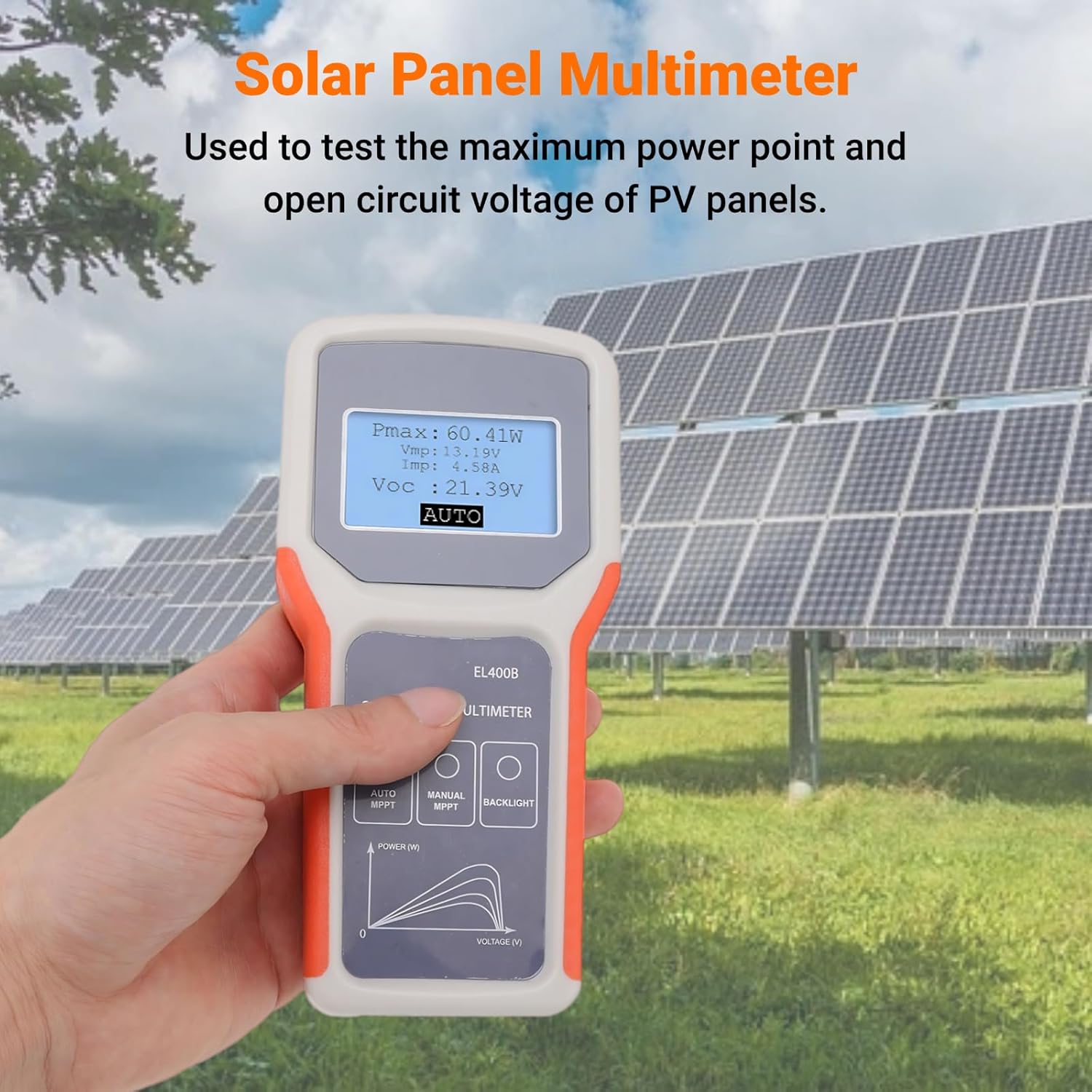 Digital Multimeter, LCD Solar Panel Multimeter, Multimeter Multifunctional Solar PV Panel MPPT Tester with Backlight for Photovoltaic Panel for Measuring Voltage Current