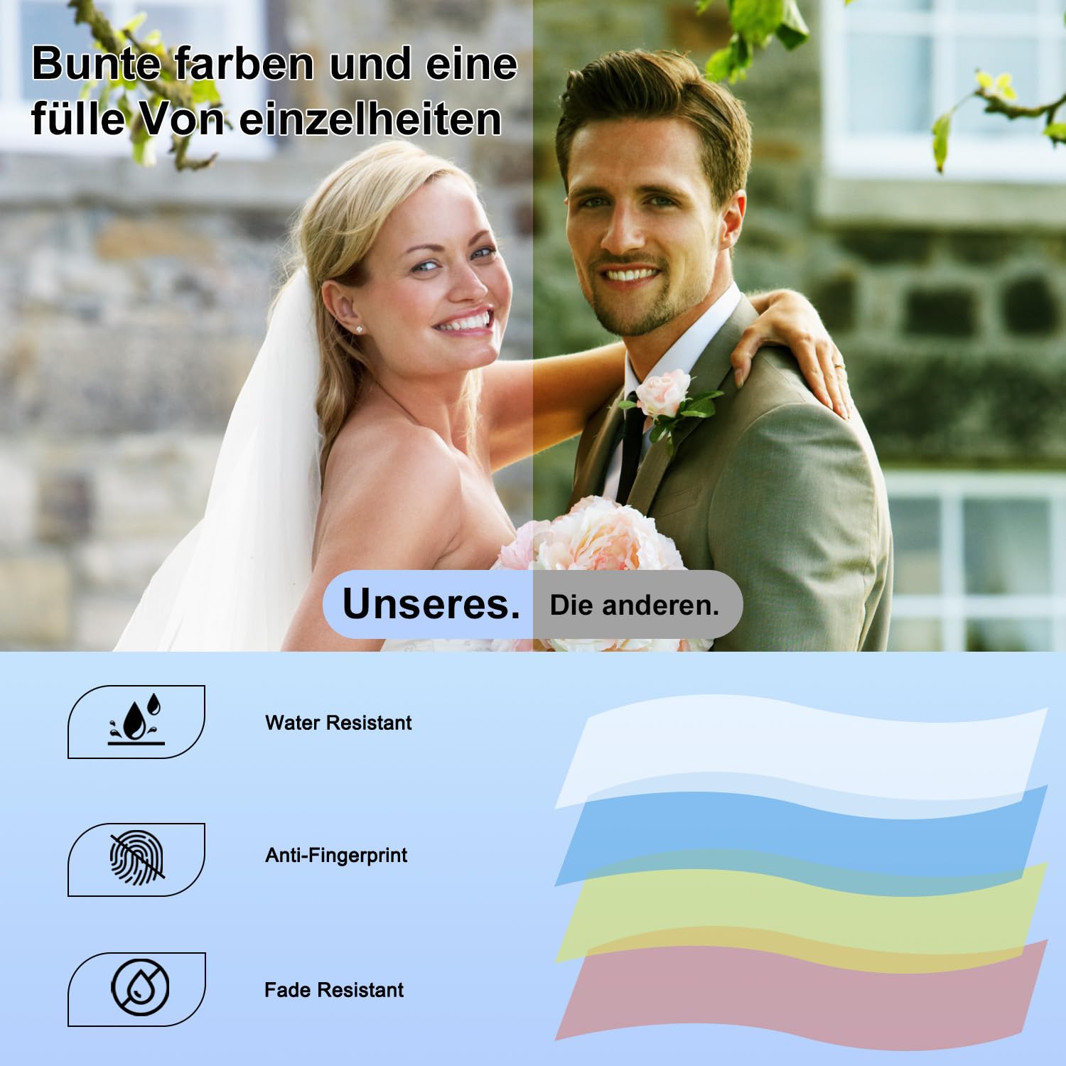CRTBOTW Compatible avec les imprimantes photo Amber M100/M200 4 x 6, lot de 80 feuilles de papier photo et 2 rubans encreurs, papier photo 10 x 15 cm, protection contre l'eau et l'oxydation