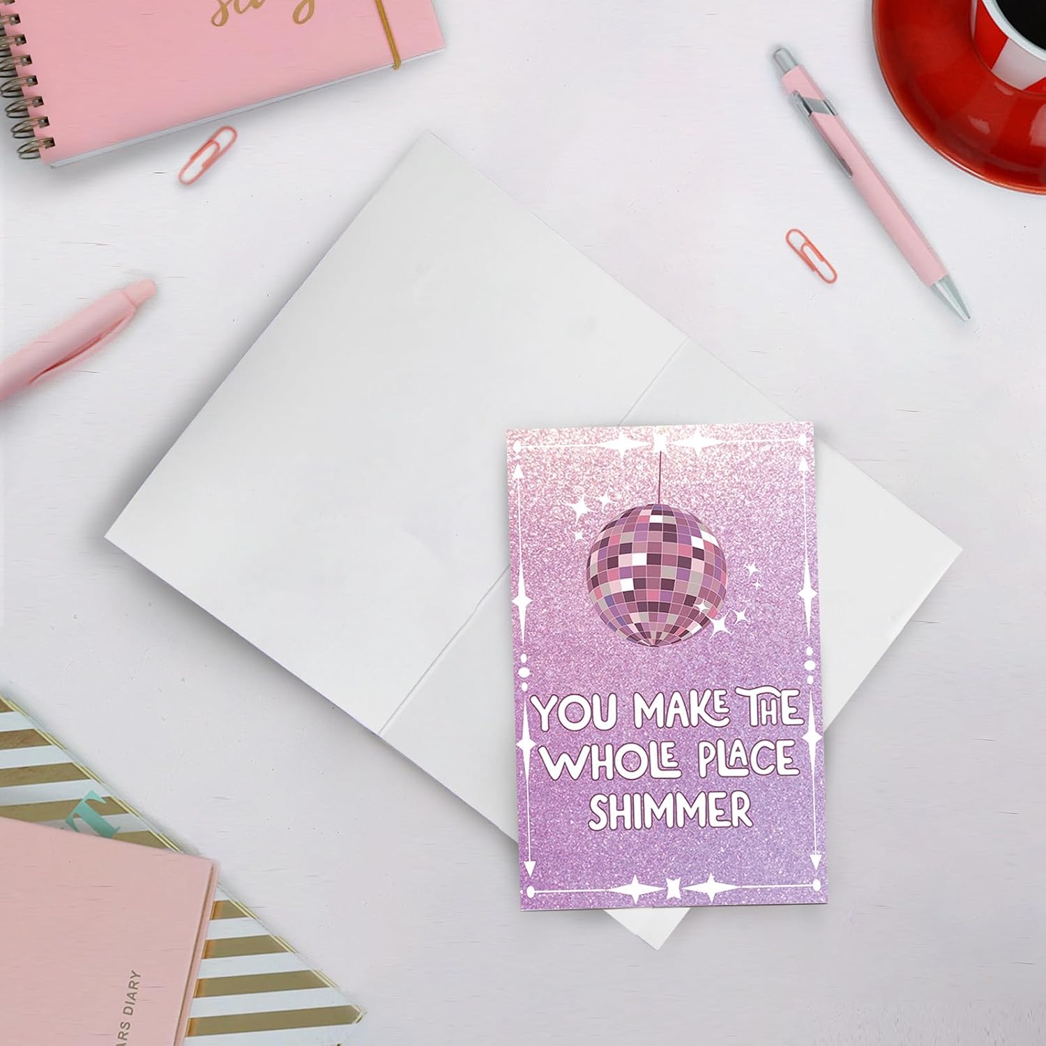 SuperShunhu Funny Birthday Card Gift for Man Woman, Sweet Birthday Card for Friends Family, You Make The Whole Place Shimmer image 3