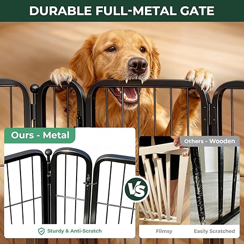 Miniatura 2 de FXW Dog Gate Extra Wide Designed for Indoor Use, Adjustable Width Up to 219-inch Wide (40" H 8 Wire Panels for Medium and Large Dogs), Black