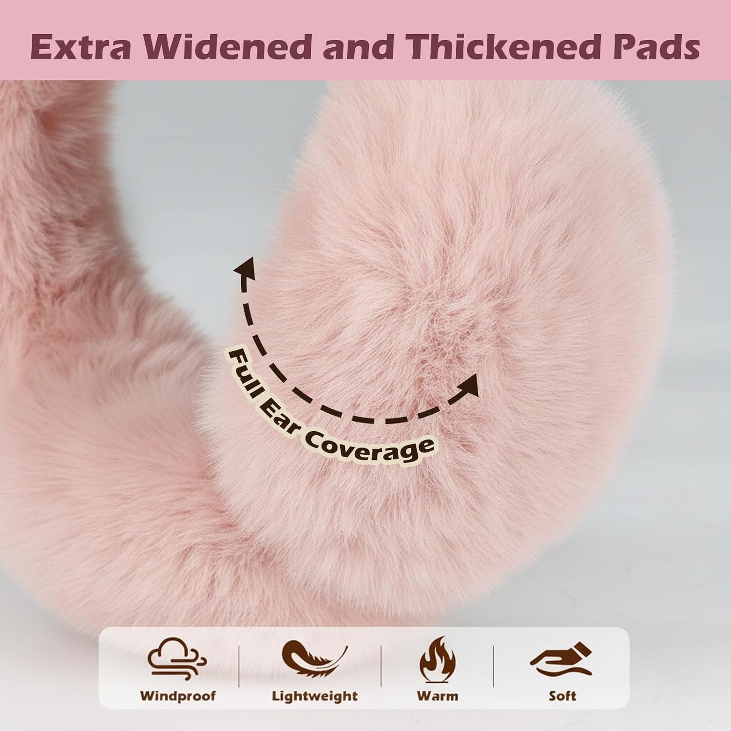 Surblue Winter Ear Muffs for Kids Girl Boy Cute Warm Earmuffs Foldable Cold Weather Fuzzy Cozy Ear Warmer Ages 6-18