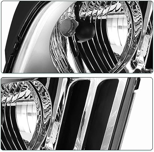 Miniatura 4 de Juego de faros delanteros para Ford Mustang 2005-2009 para el lado del pasajero y del conductor (carcasa cromada con reflector transparente)