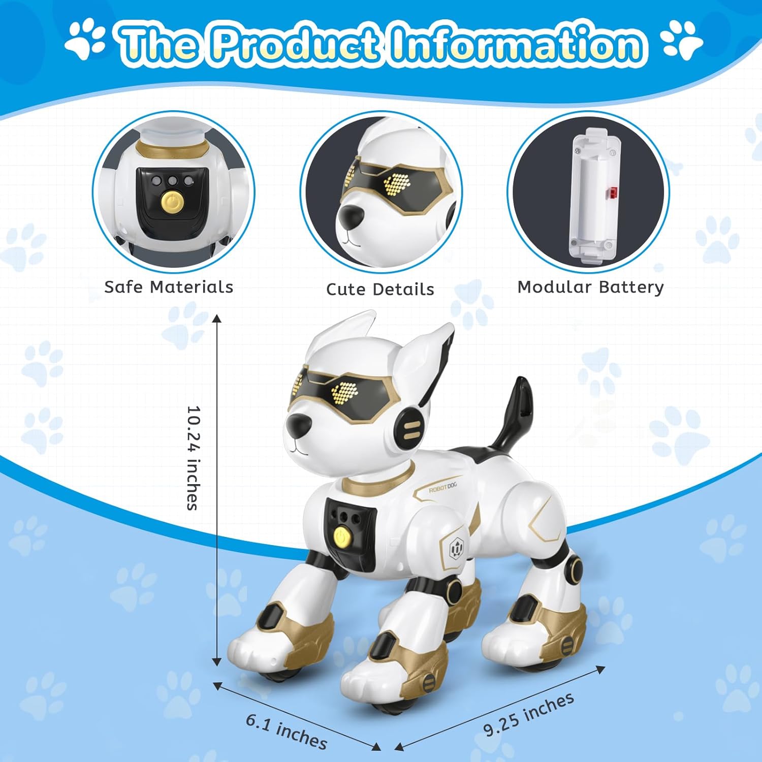PeachLeaf Robot Dog Toy for Kids, Programmable Interactive RC Pet with Voice Control & Touch Sensor, Imitates Animal Sounds, Plays Music, Dance Modes, Robotic Puppy Toy for Kids Boys & Girls (Gold)