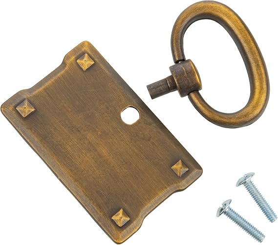 Mission Small Horizontal Antique Brass Drawer Pull | Vertical Centers: 1 1/8 | Handle for Antique Cabinet Door, Dresser Drawer, Desk | Reproduction Furniture Hardware | UA-825-PSHAB