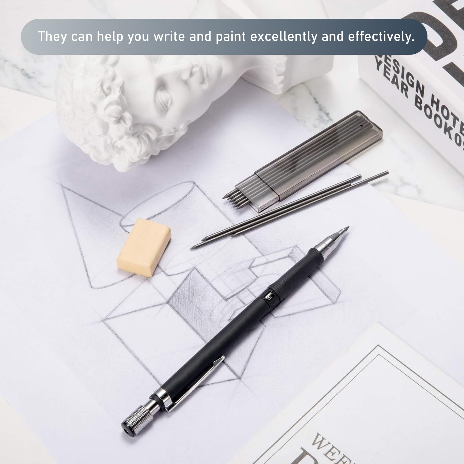 Mine Compas Mines Porte-mines Pentel Hi-Polymer - Lot De 3 Tubes - 0.9mm Taille 2B - Recharge Lisse Et Résistante Résistance Casse écriture Lisse