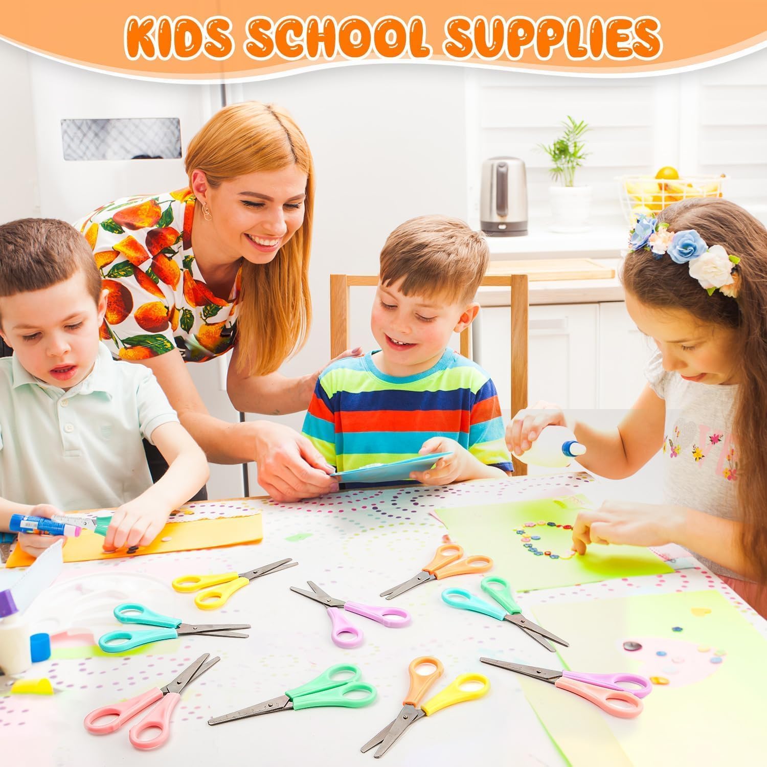 Lot de 45 ciseaux de sécurité pour enfants, 12,7 cm, poignées confortables, ciseaux d'étudiant, ciseaux d'artisanat pour tout-petits, ciseaux pour salle de classe, bureau, école, maison