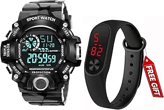 Acnos® Premium Brand - Digital Watch with M2 Shockproof Multi-Functional Automatic 5 Color Army Strap Waterproof Digital Sports Watch for Men's Kids Watch for Boys - Watch for Men Pack of 2