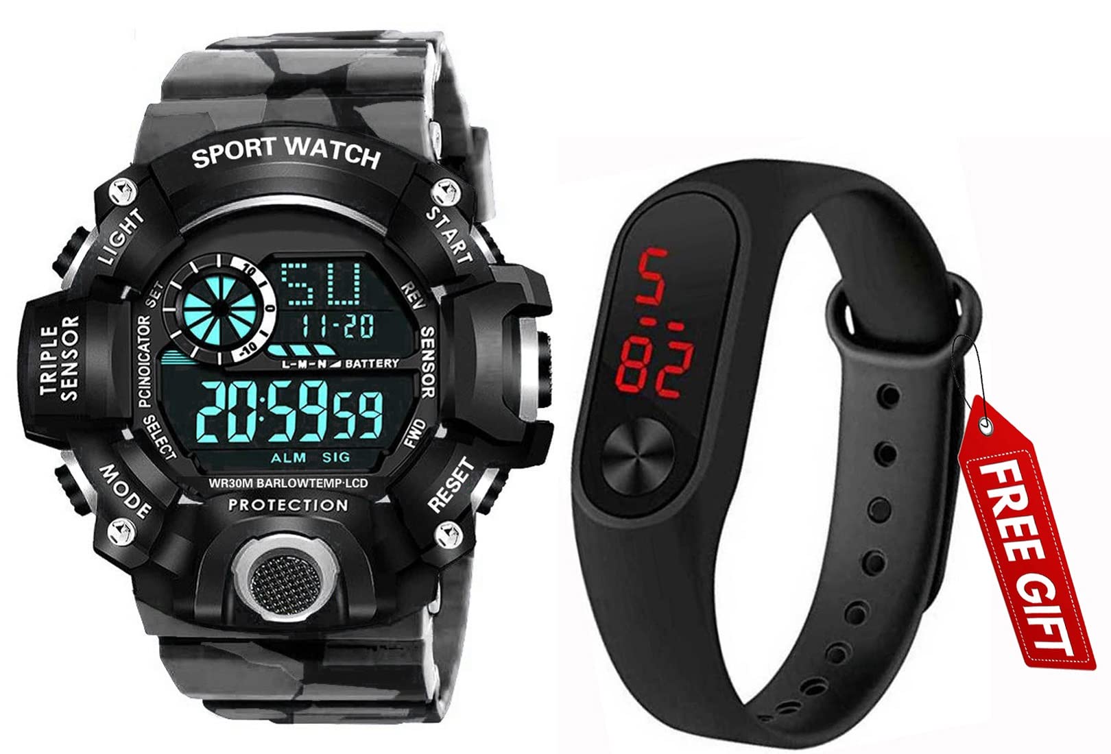 Premium Brand - Digital Watch with M2 Shockproof Multi-Functional Automatic 5 Color Army Strap Waterproof Digital Sports Watch for Men's Kids Watch for Boys - Watch for Men Pack of 2-image-48