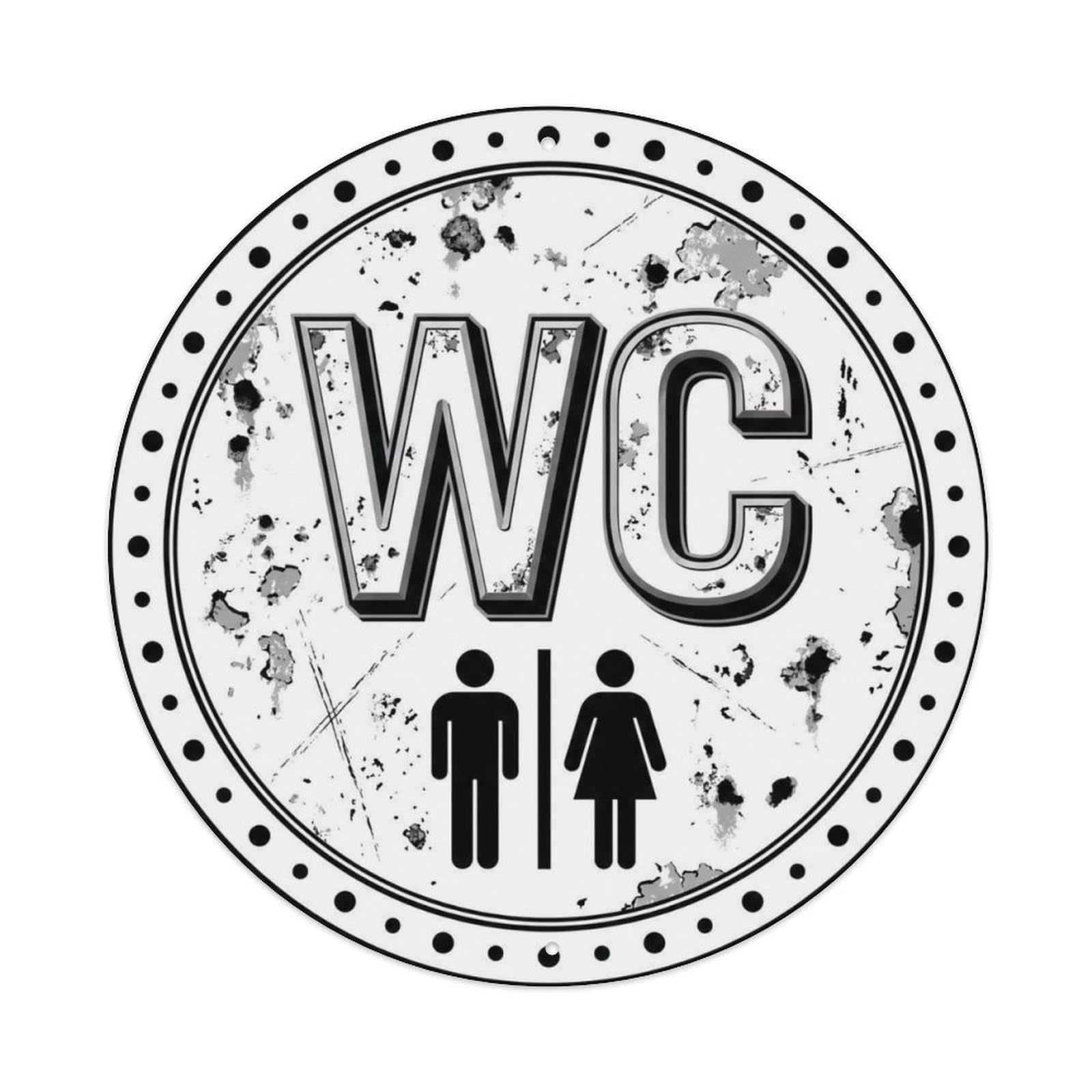 Toilet （WC） Vintage Rusty Plate Metal Tin Sign Plaque Wall Decor for Cafe, Club Bar, Office, Home Garden Round Metal Poster 8x8Inch