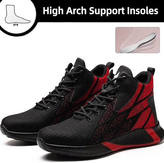 Chaussure De Sécurité Basket Montante – Embout Acier 200J, Semelle Anti-perforation – Légère, Respirante, Antidérapante – Tailles 36 à 46 EU – Pour Chantier, Entrepôt, Atelier