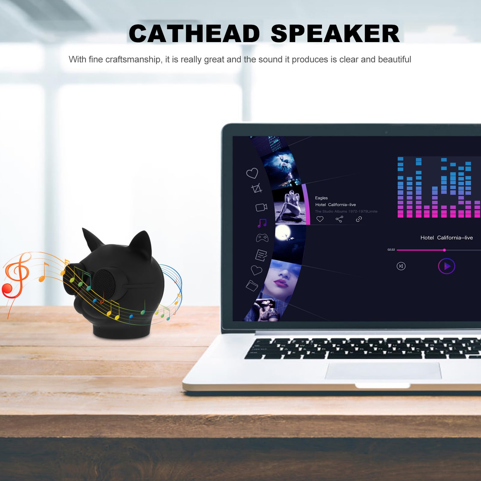 Altavoz Inalámbrico Portátil Mini con Diseño Cabeza de Gato Bocina Exterior Compacta Sonido y Fácil Conexión para Dispositivos Móviles