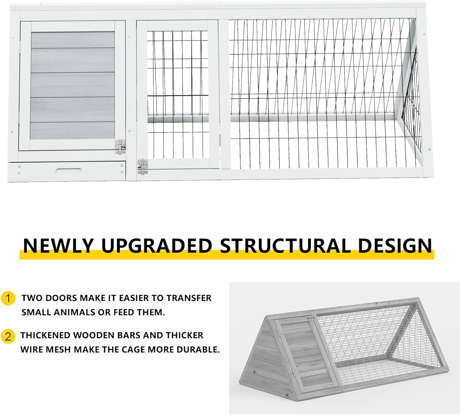 Chicken Coop for 2 Chickens Small Rabbit Hutch Quail Coop Wooden Bunny Cages Outdoor Chicken Comes with Tray (Wood) - TenaoVilleux