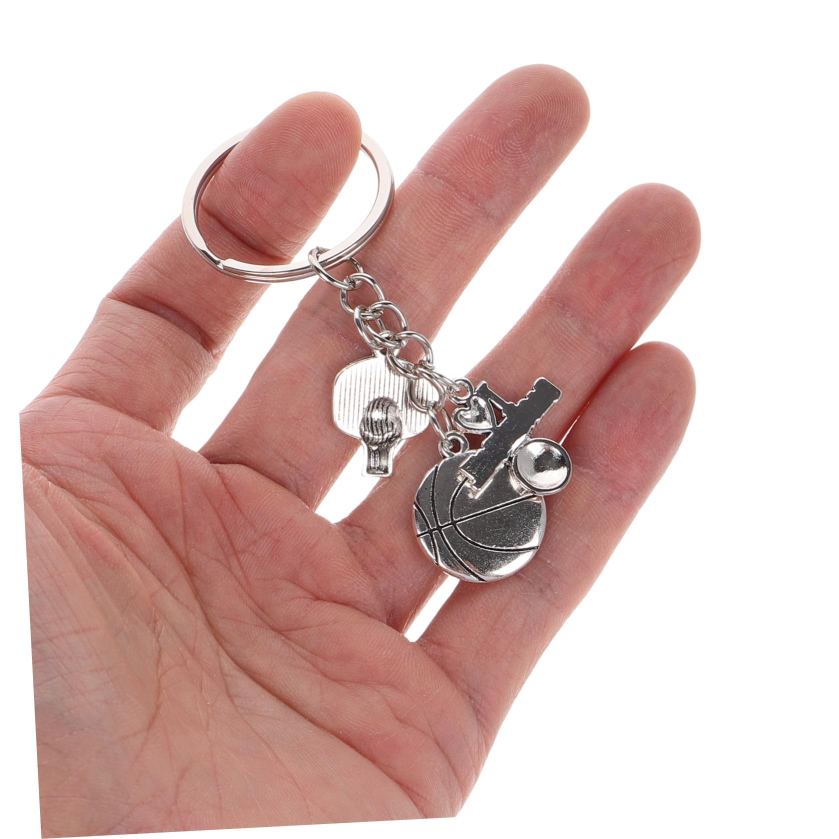 Healeved Portachiavi Basket in Lega di Zinco Argento Design Creativo e Finitura Lucida, Accessorio Elegante per Regali di Laurea e Appassionati di Basket