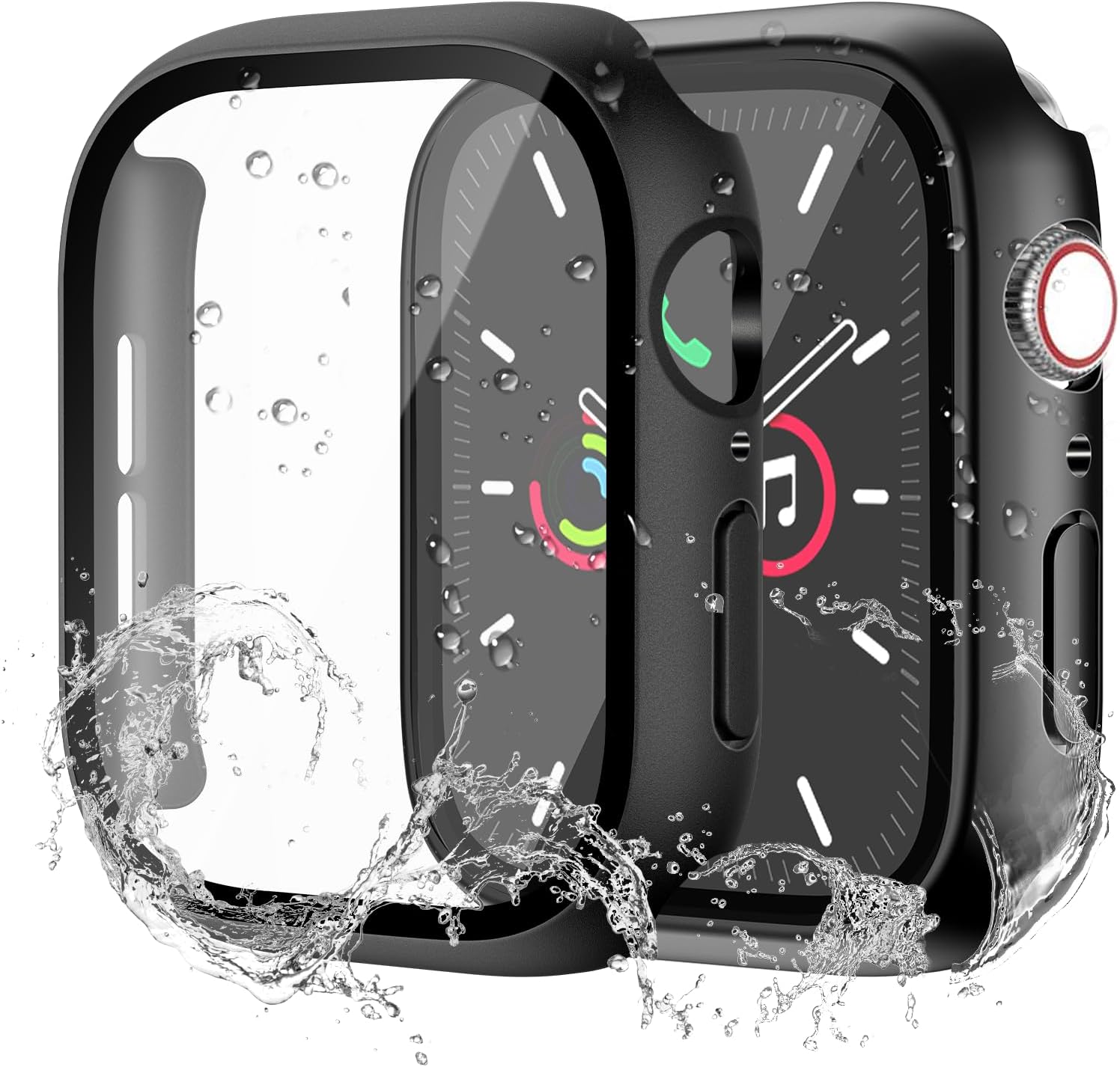 Product image of Waterproof Case for Apple Watch Series SE2 SE 6 5 4 44mm, Built-in Screen Protector with Tempered Glass [Touch Sensitive] Cover for iWatch S6/S5/S4/SE 44mm, Black