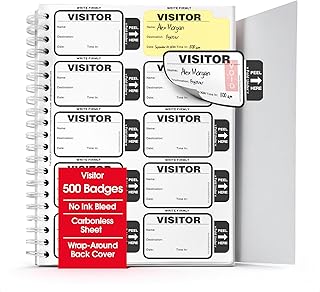 The Spoiled Office Visitor Sign in Book with 500 3"x2" Peel Off Carbonless Visitor Badges, Made in USA – Spiral Log Book for Voting Sites, Hospitals, Political Offices, and Schools — Black Expiring