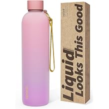 Opard Slim Water Bottle 32oz, Dishwasher Safe Plastic Water Bottle BPA-Free, Leakproof Screw Top, Sunset Pink Purple, Reusable for Travel School Sport Gym Hiking