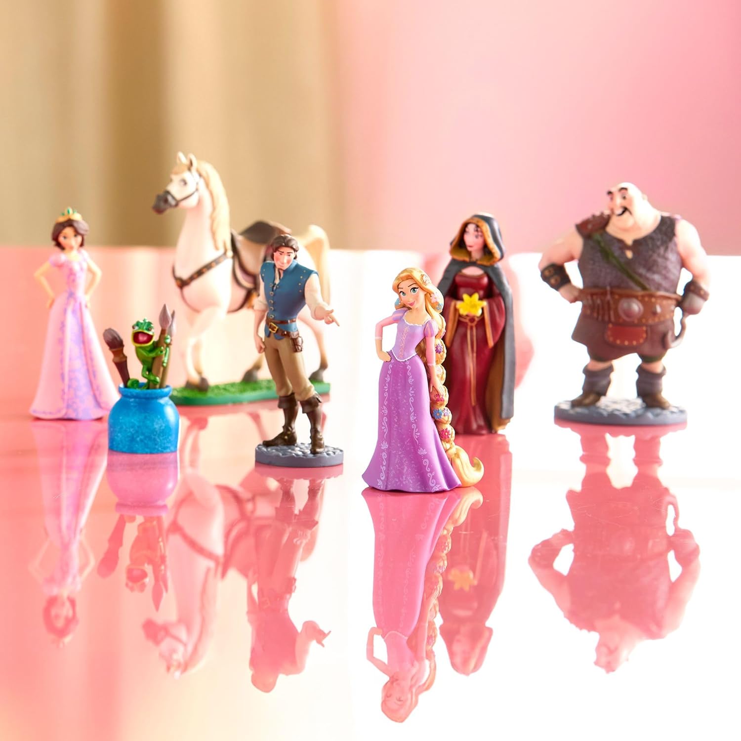 Disney Store Official Tangled Figure Set - Includes 7 Fully Sculpted Figures in a Gift Box - Featuring Rapunzel, Flynn, Pascal & More- Perfect for Fans of Rapunzel Toys & Play Figure Playsets