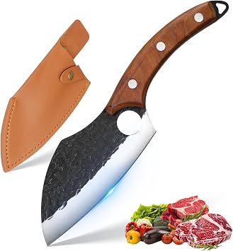 Chef Knife,Ultra Sharp and Strong Japanese Butcher Knife | Hand Forged Professional Chefs Knife with Sheath,Meat Cutting Kitchen Knife for Home BBQ Camping Outdoor