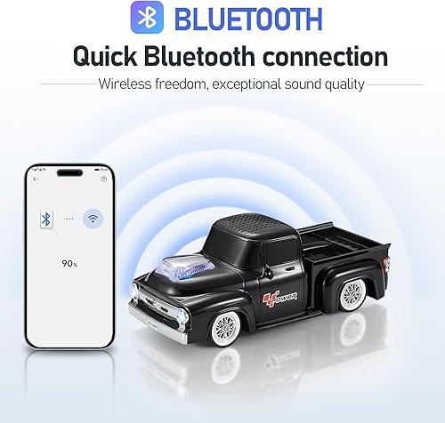 Miniatura 2 de Altavoz Bluetooth retro para camión, diseño de automóvil vintage, sonido estéreo inalámbrico portátil, emparejamiento TWS, luces LED de fiesta,