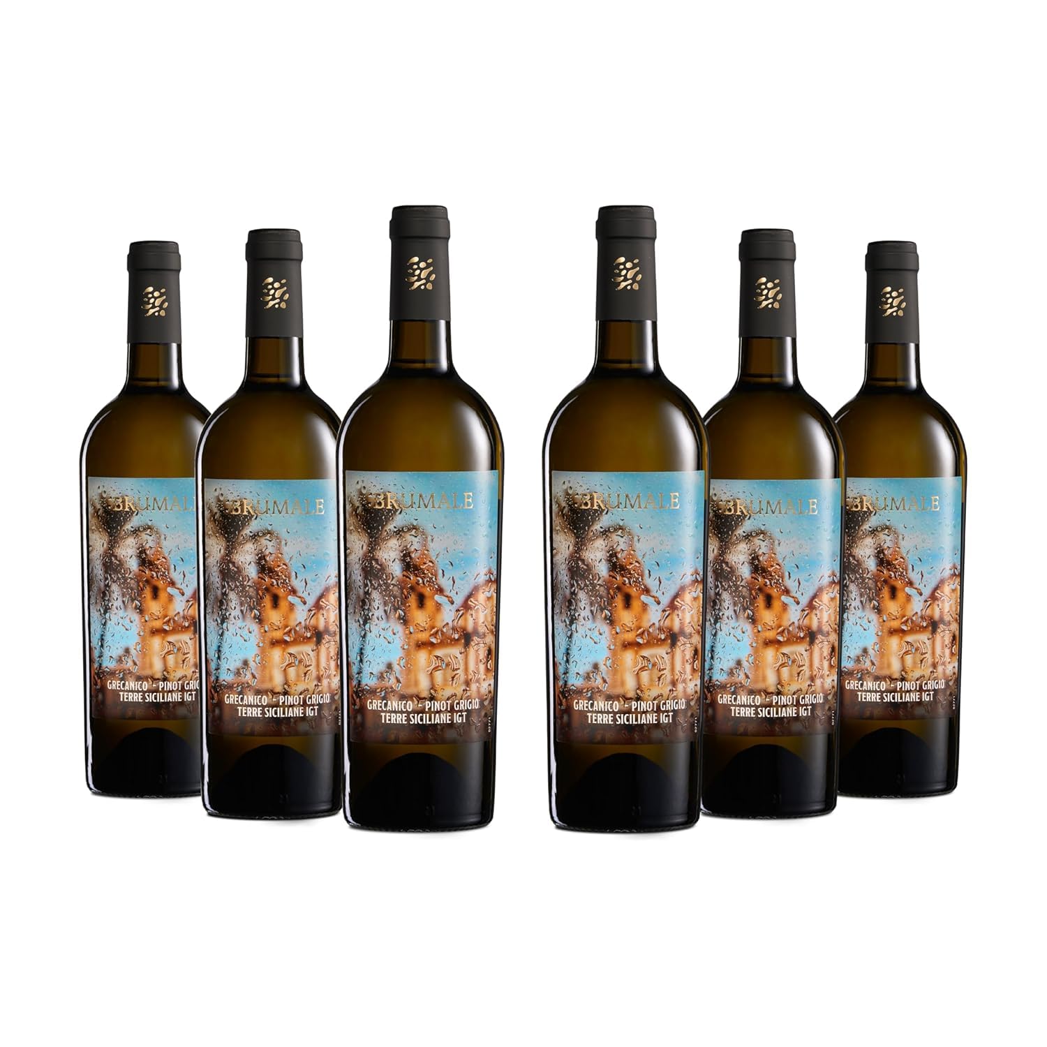 Brumale Vino Bianco Grecanico Pinot Grigio Terre Siciliane IGT, Gusto Ricco e Profumo Fruttato, 12% Vol, Confezione con 6 Bottiglie da 750 ml