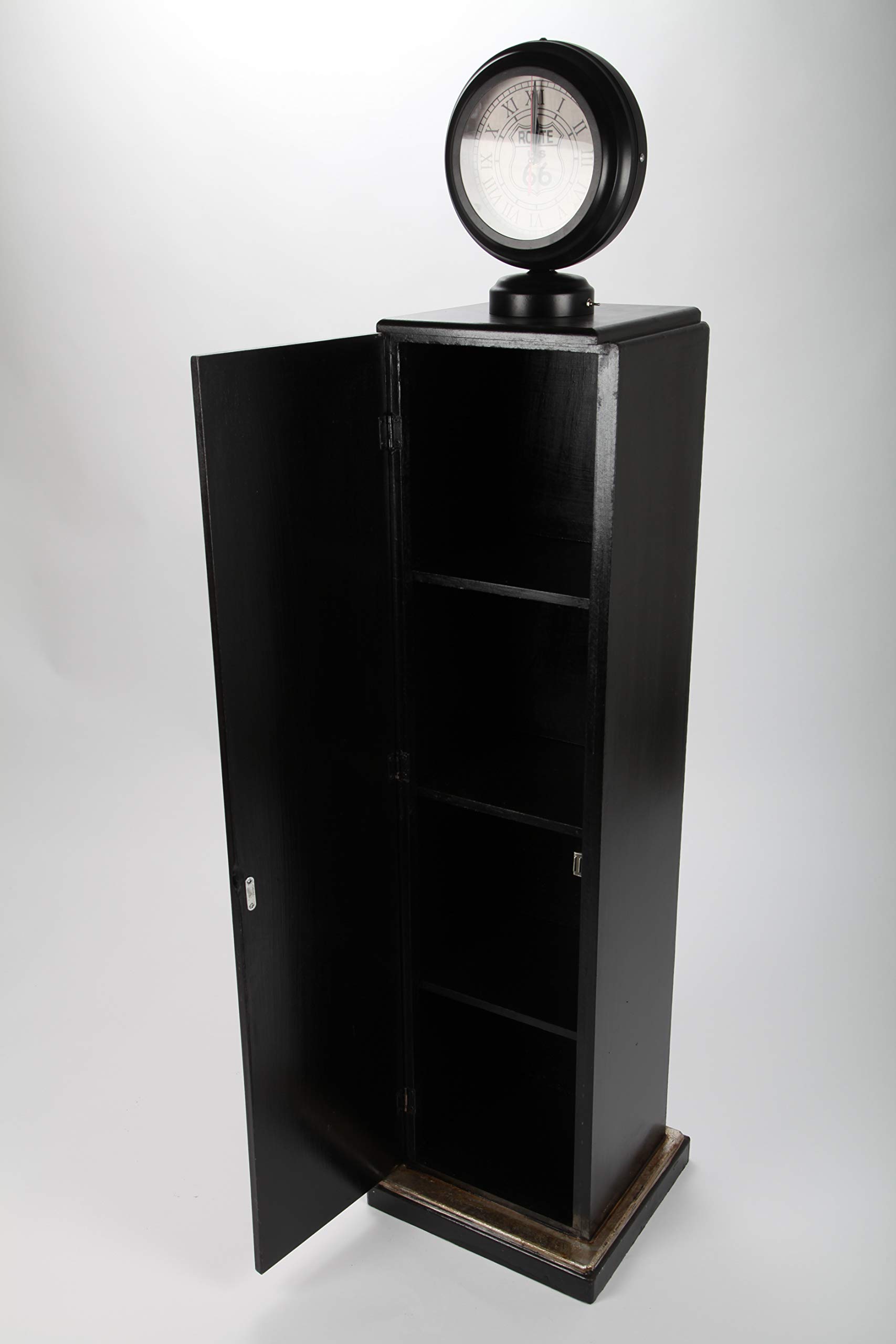 Design-Schrank Zapfsäule mit Uhr + Licht, Retro, schwarz, 150cm