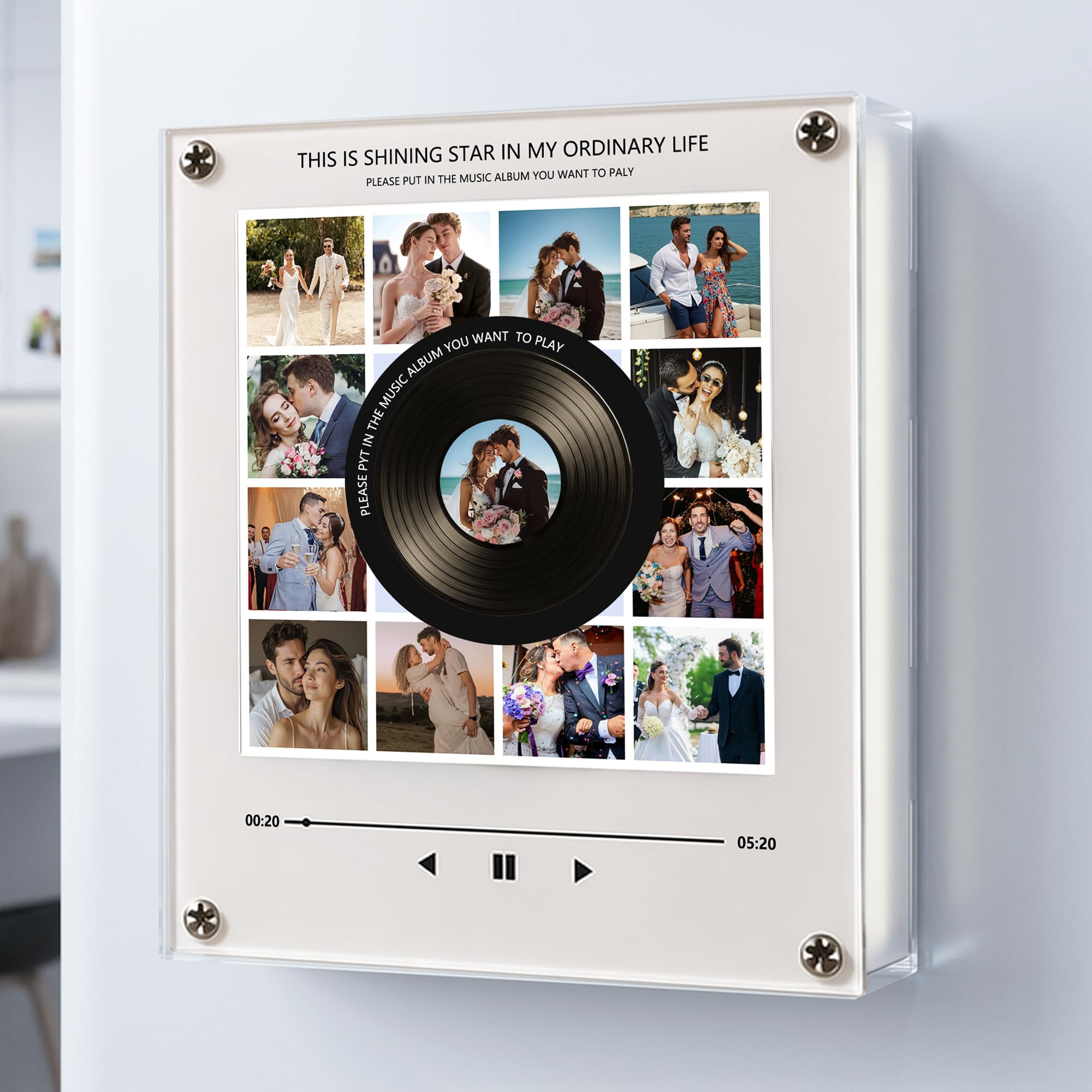 Magnete da Frigorifero con Musica Personalizzato, Magneti per Frigorifero Retrò con NFC a Induzione, Lettore Musicale Personalizzabile con Foto, Regalo Compleanno