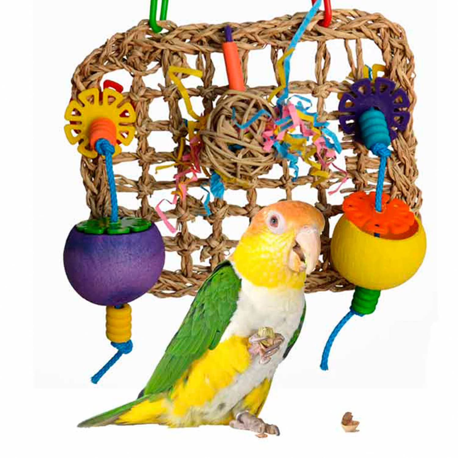 Super Bird Creations SB965 Mini Seagrass Foraging Mat - Ideal Mental Stimulation, Satisfies Chewing, Relieves Boredom for Small to Medium Birds, Perfect Bird Toys for Cockatiel Parakeets, 8" x 7" x 4