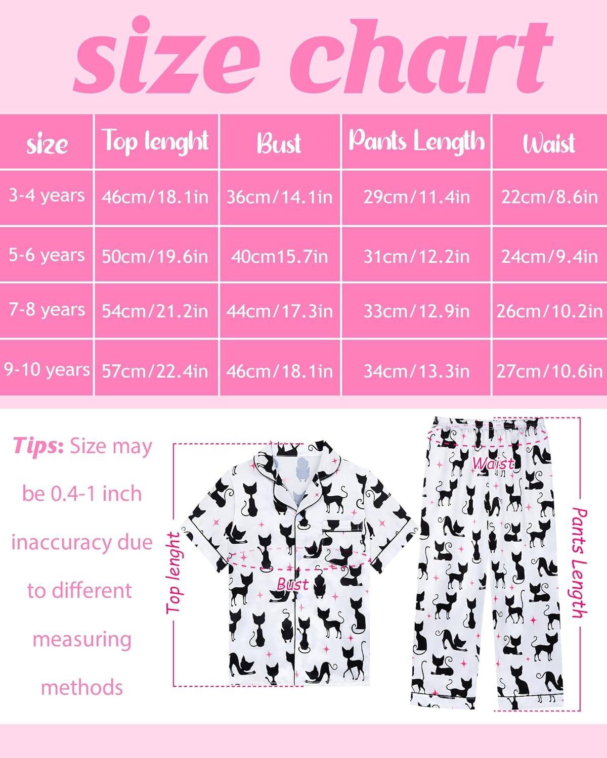 Nidoul Girls Pajamas Silky Short Sleeve Long Pants Cute Jammies Satin Sleepwear Pjs Set for Toddler Kids 3T-10Y - Image 6