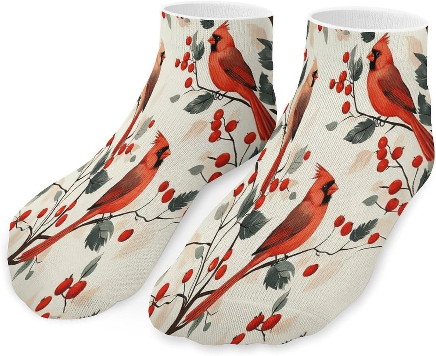 Red Cardinal Bird_ Ankle Sock-Low Cut Breathable,Basketball Socks for Men Women,Tube Socks for Work Sports