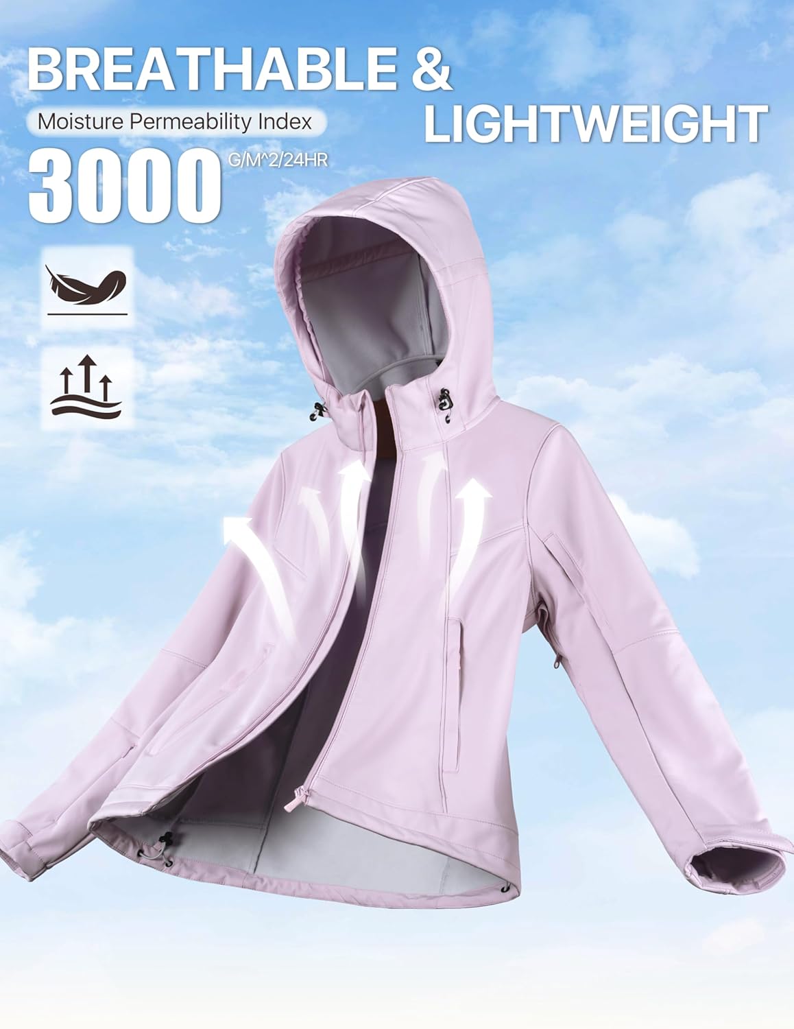 FREE SOLDIER Waterproof Softshell Jacket Lightweight Fleece Lined Windproof Warm Jacket Outdoor Hiking Windbreaker Set