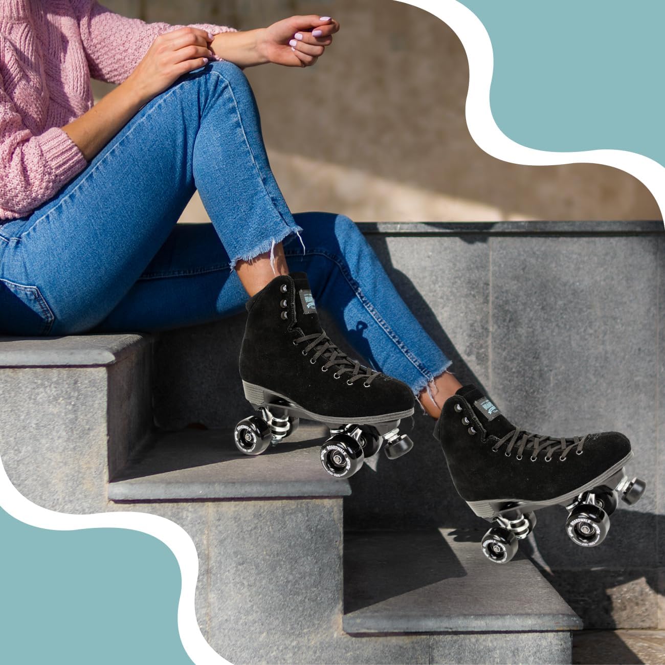 Sure-Grip Boardwalk Unisex Outdoor Roller Skates with Retro Leather Boots and 82A Wheels