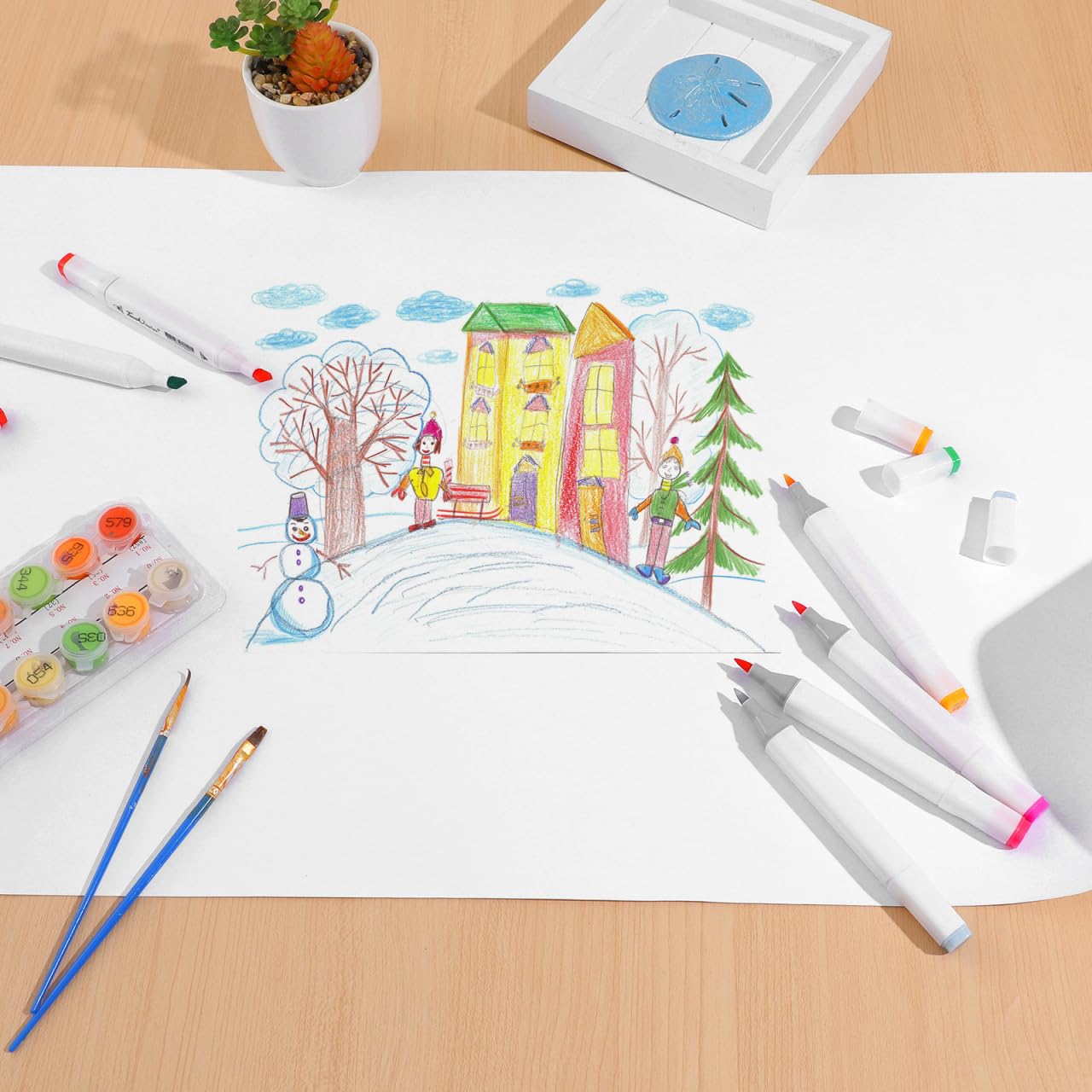 TOYANDONA Art Easel Paper Roll - 17x196 Inch White Craft Paper For Drawing, Painting & Kids Art Projects