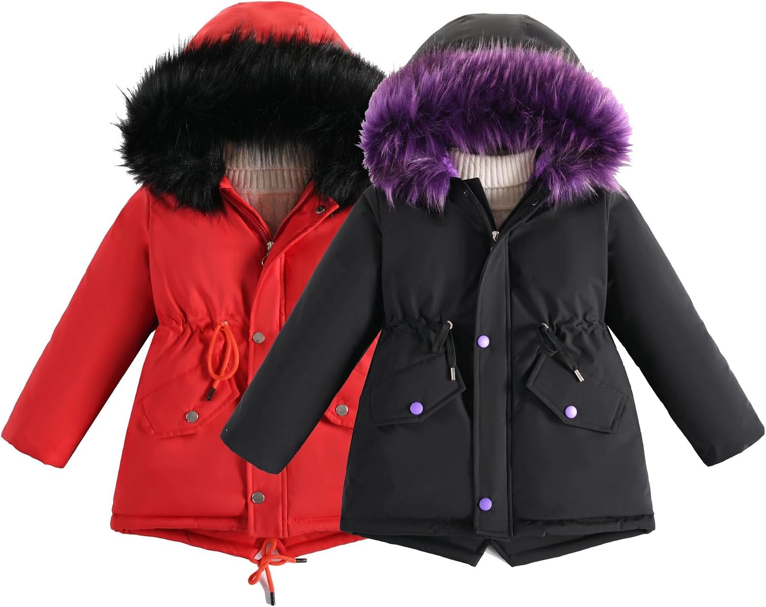 Girls Winter Down Coat Hooded Puffer Jacket Warm Parka Windproof Outerwear Snow